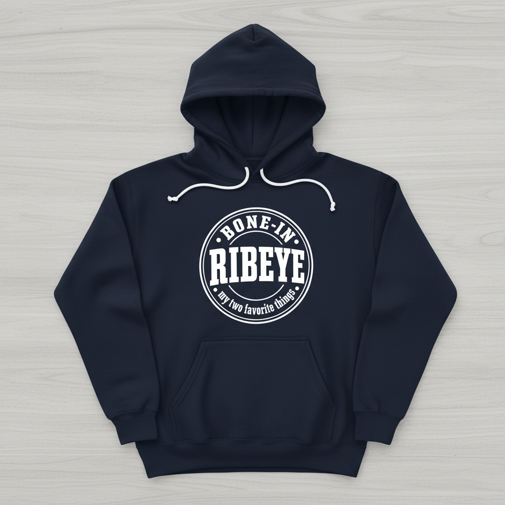 Bone-In Ribeye My Two Favorite Things Hoodie - Navy