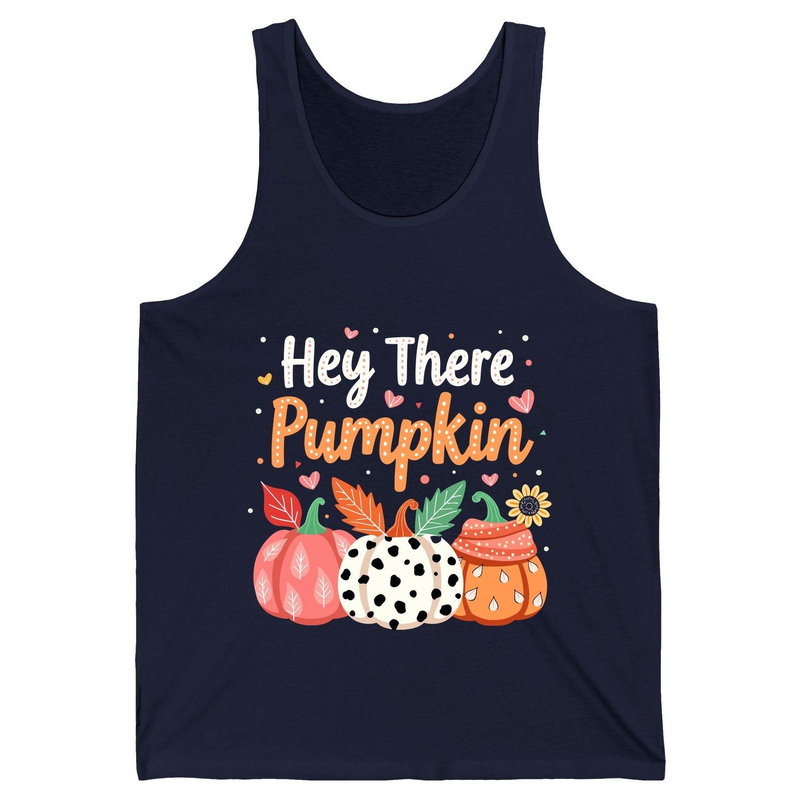 Hey There Pumpkin fall pumpkins Tank Top Navy product mockup