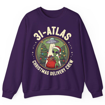 31-Atlas Christmas Delivery Crew alien Christmas Sweatshirt Purple product mockup