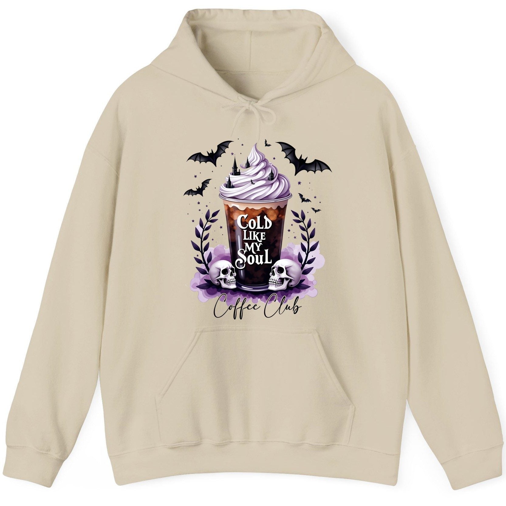Cold Like My Soul gothic iced coffee Hoodie Sand product mockup