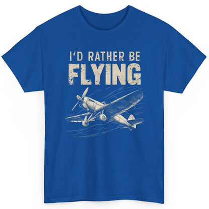 I'd Rather Be Flying vintage propeller plane T-Shirt Royal product mockup