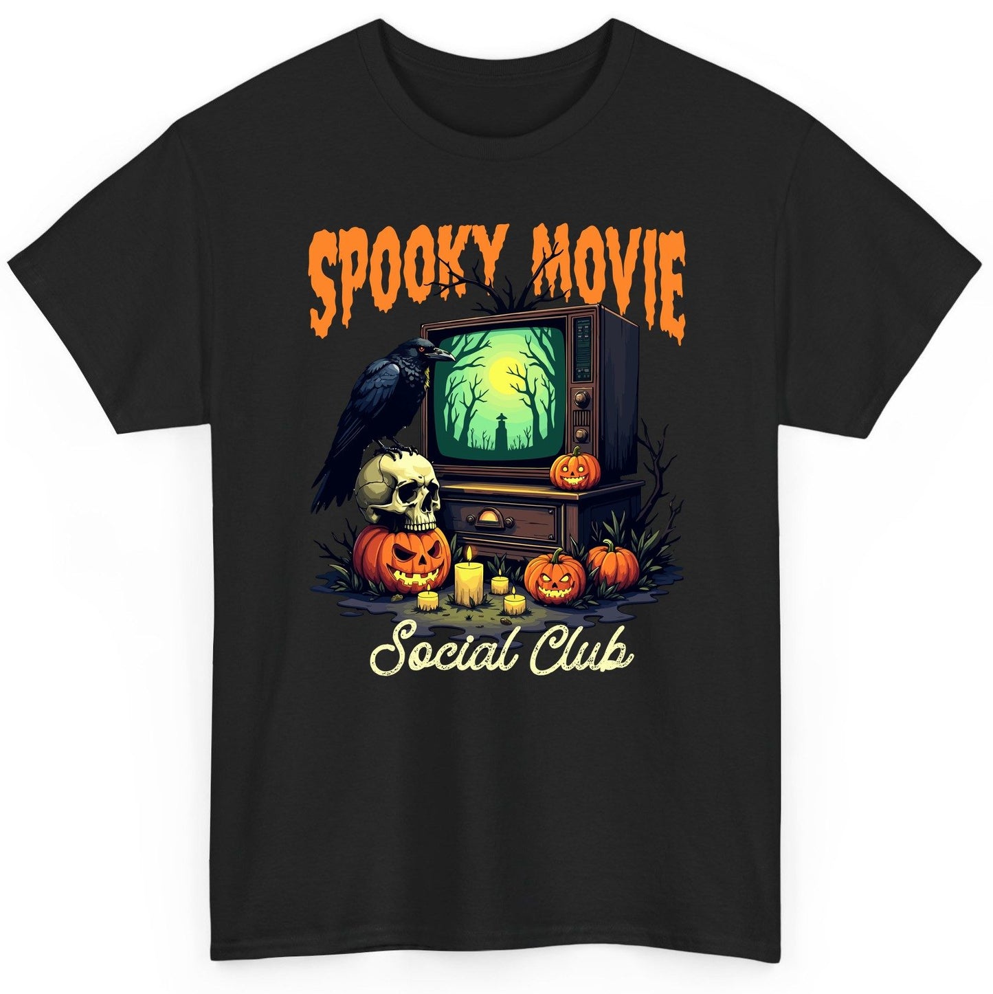 Spooky Movie Social Club Halloween T-Shirt Black product mockup
