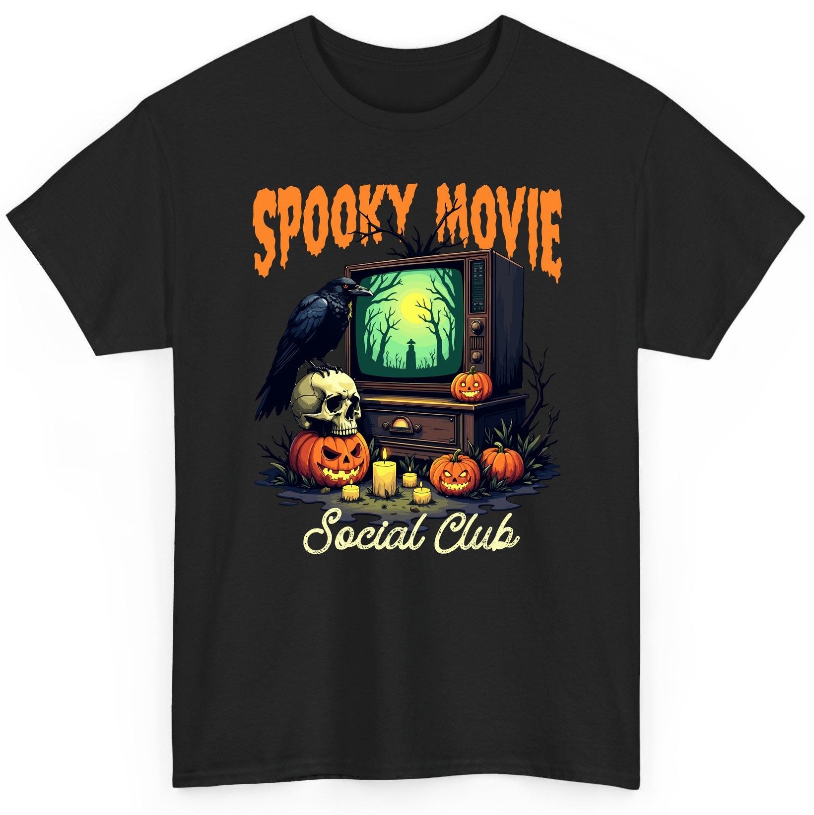 Spooky Movie Social Club Halloween T-Shirt Black product mockup