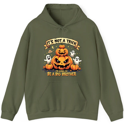 It's Not a Trick I'm Going to Be a Big Brother Halloween pregnancy announcement Hoodie Military Green product mockup
