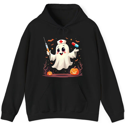 Cute Ghost Nurse Halloween ghost nurse Hoodie Black product mockup