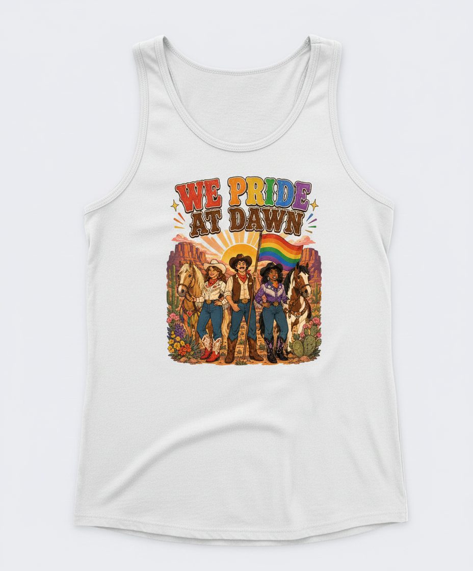We Pride at Dawn Retro Lgbtq Tank Top - product mockup - White