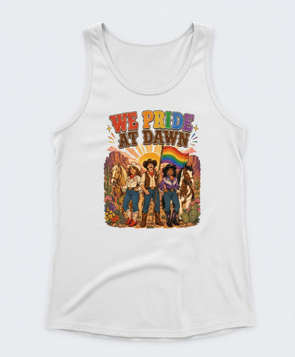 We Pride at Dawn Retro Lgbtq Tank Top - product mockup - White