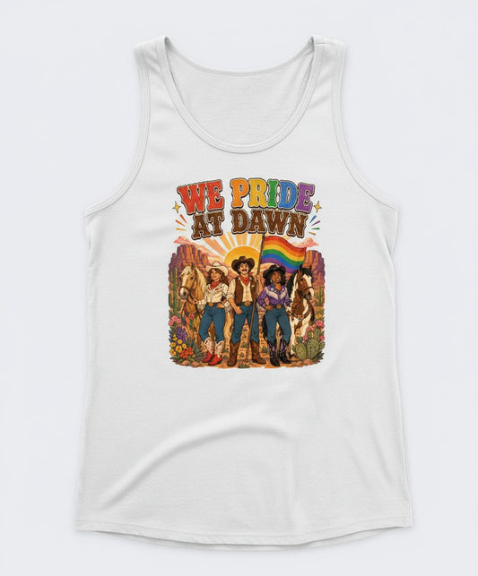 We Pride at Dawn Retro Lgbtq Tank Top - product mockup - White
