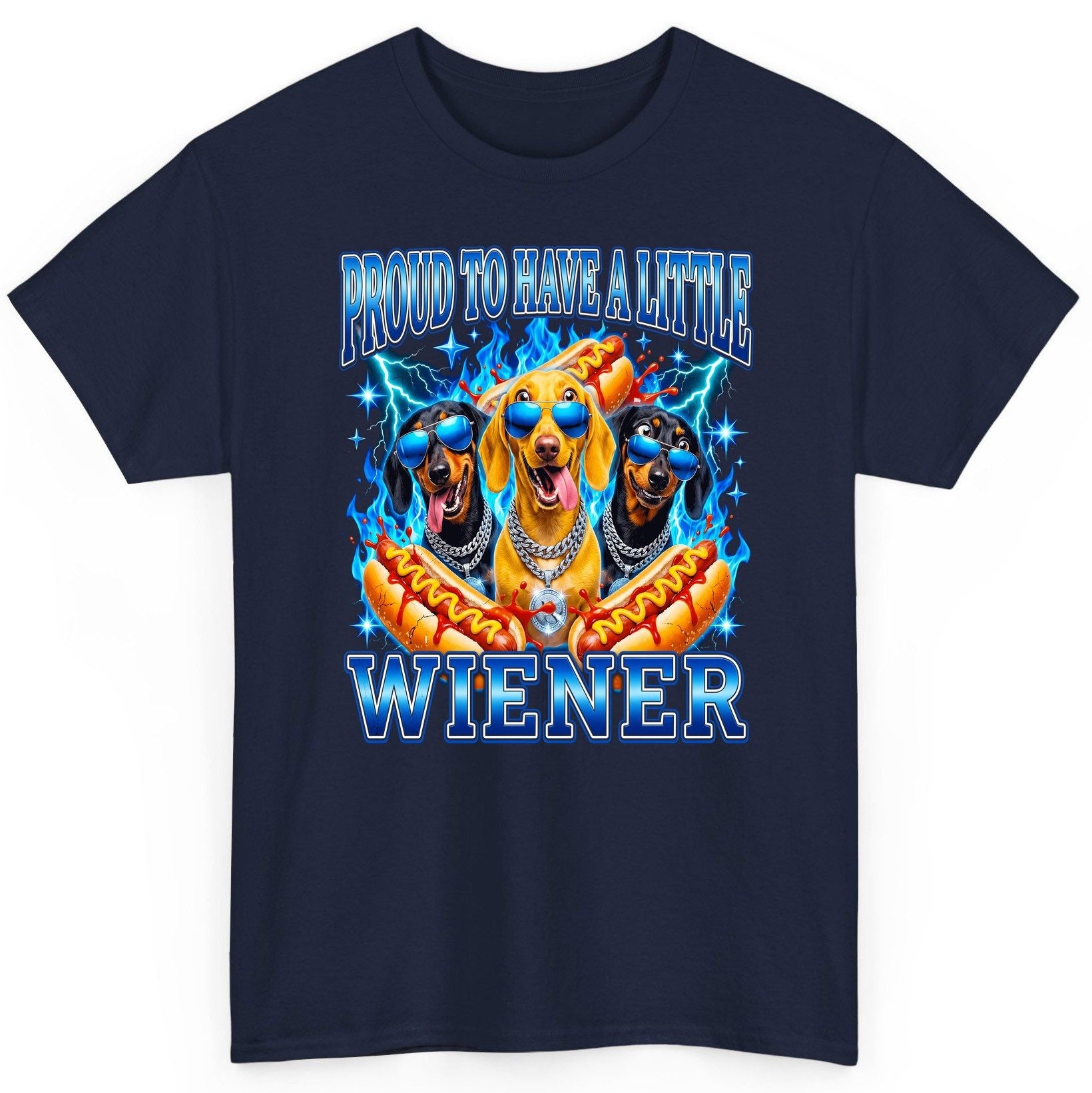 Proud to Have a Little Wiener dachshund dogs T-Shirt Navy product mockup