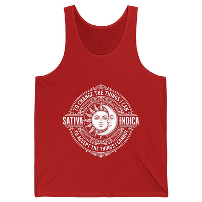 Sativa to Change the Things I Can Indica to Accept the Things Tank Top - product mockup - Red