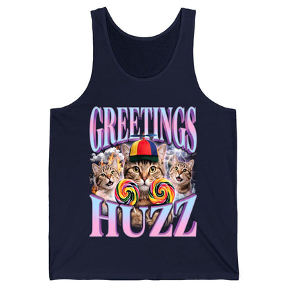 Greetings Huzz Funny Cats Tank Top - product mockup - Navy