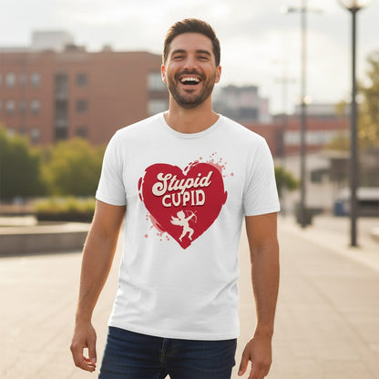 Stupid Cupid anti-Valentine's Day T-Shirt White lifestyle mockup