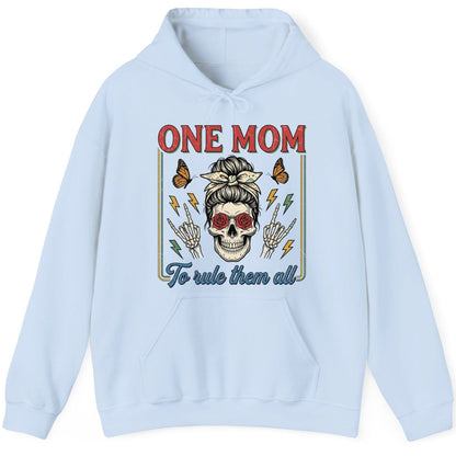 ONE MOM to Rule Them All Funny Skull Hoodie - product mockup - Light Blue
