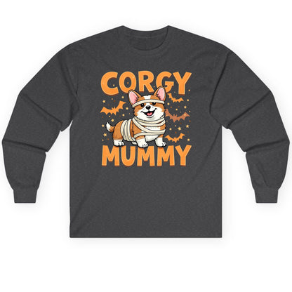 Corgy Mummy corgi Long Sleeve Tee Dark Heather product mockup