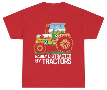Easily Distracted by Tractors farming Youth T-Shirt Red product mockup