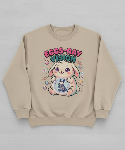 Eggs-Ray Vision Kawaii Easter Bunny Skeleton Sweatshirt - Sand
