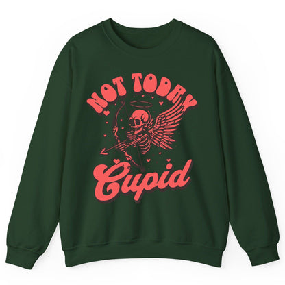 Not Today Cupid skeletal cupid Sweatshirt Forest Green product mockup