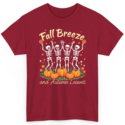 Fall Breeze and Autumn Leaves dancing skeletons T-Shirt Cardinal Red product mockup