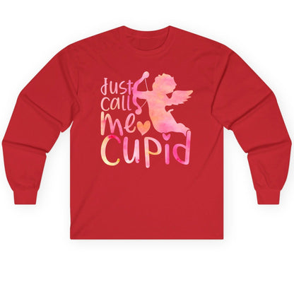 Just Call Me Cupid cupid Long Sleeve Tee Red product mockup