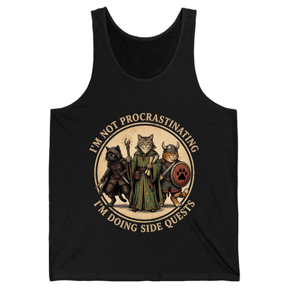 I'm Not Procrastinating I'm Doing Side Quests rpg cats Tank Top Black product mockup