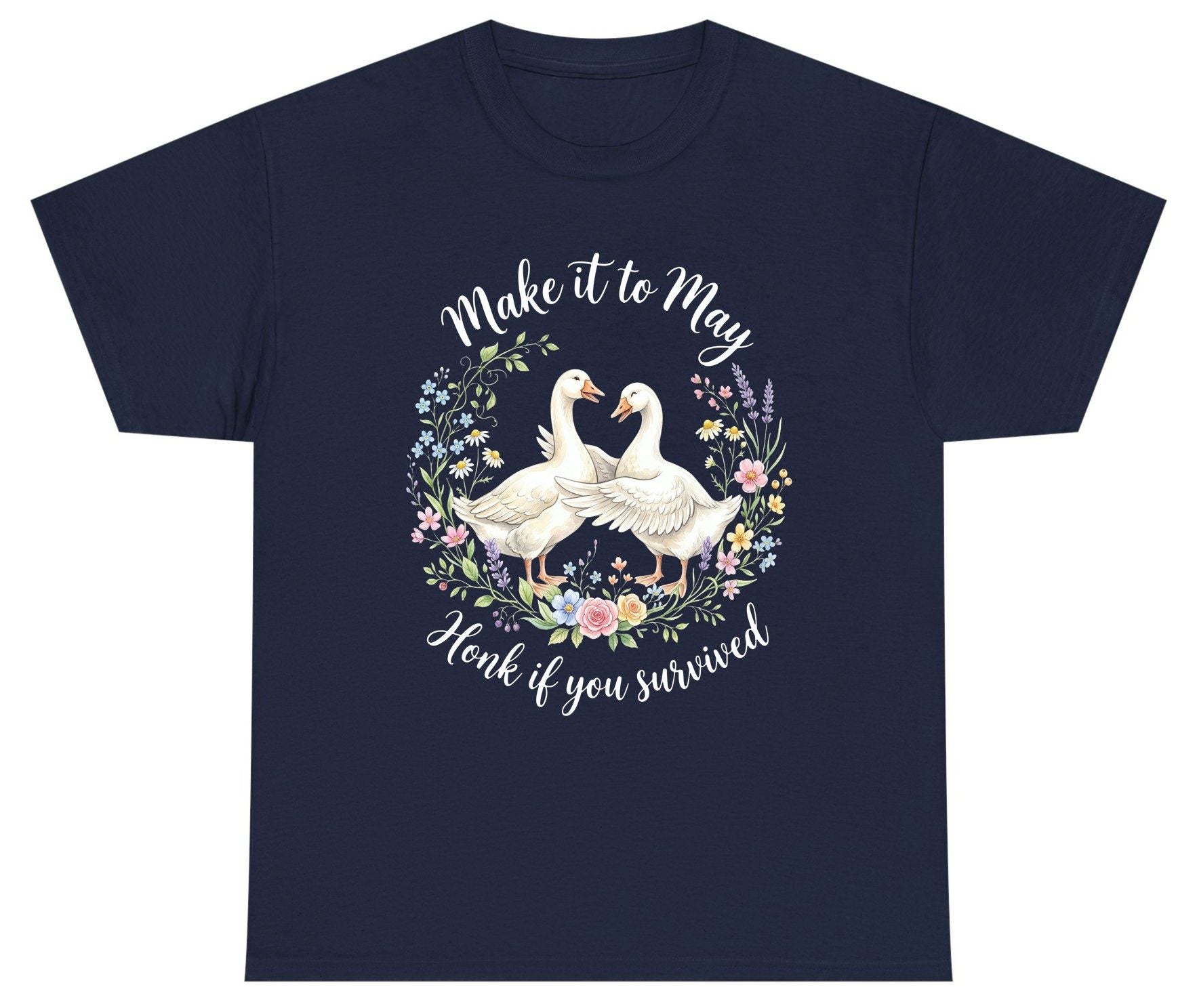 Make It to May Honk If You Survived Funny Geese Youth T-Shirt - product mockup - Navy