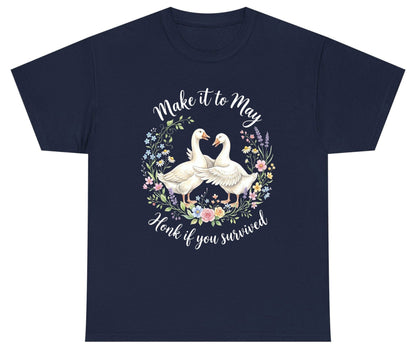 Make It to May Honk If You Survived Funny Geese Youth T-Shirt - product mockup - Navy
