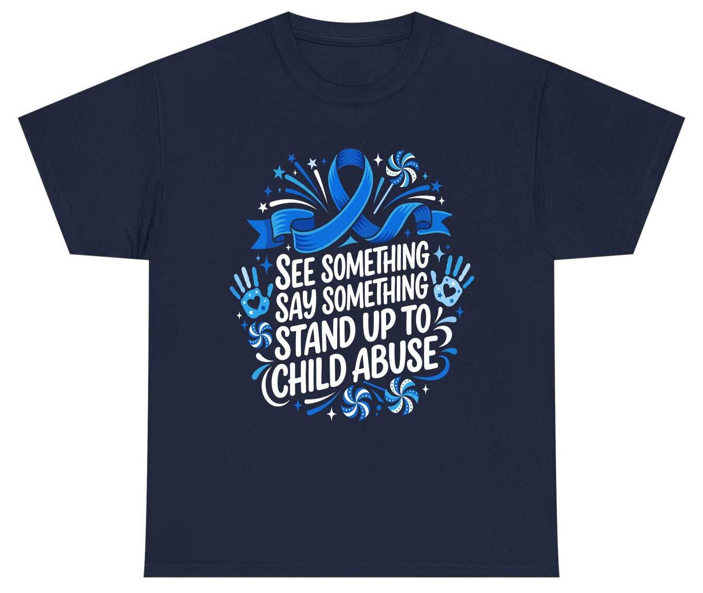 See Something Say Something Stand Up to Child Abuse Youth T-Shirt - product mockup - Navy