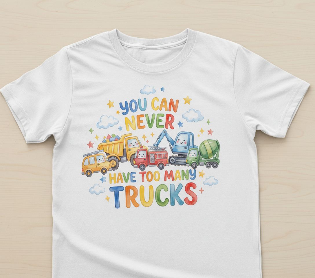 You Can Never Have Too Many Trucks Watercolor Design T-Shirt - White