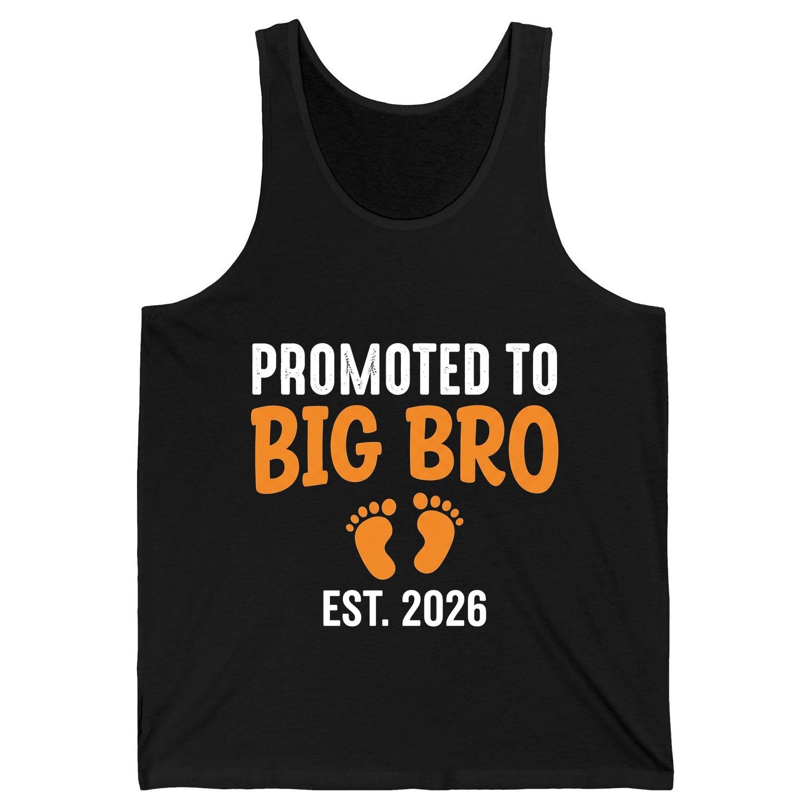 Promoted TO BIG BRO EST 2026 Pregnancy Announcement Tank Top - product mockup - Black