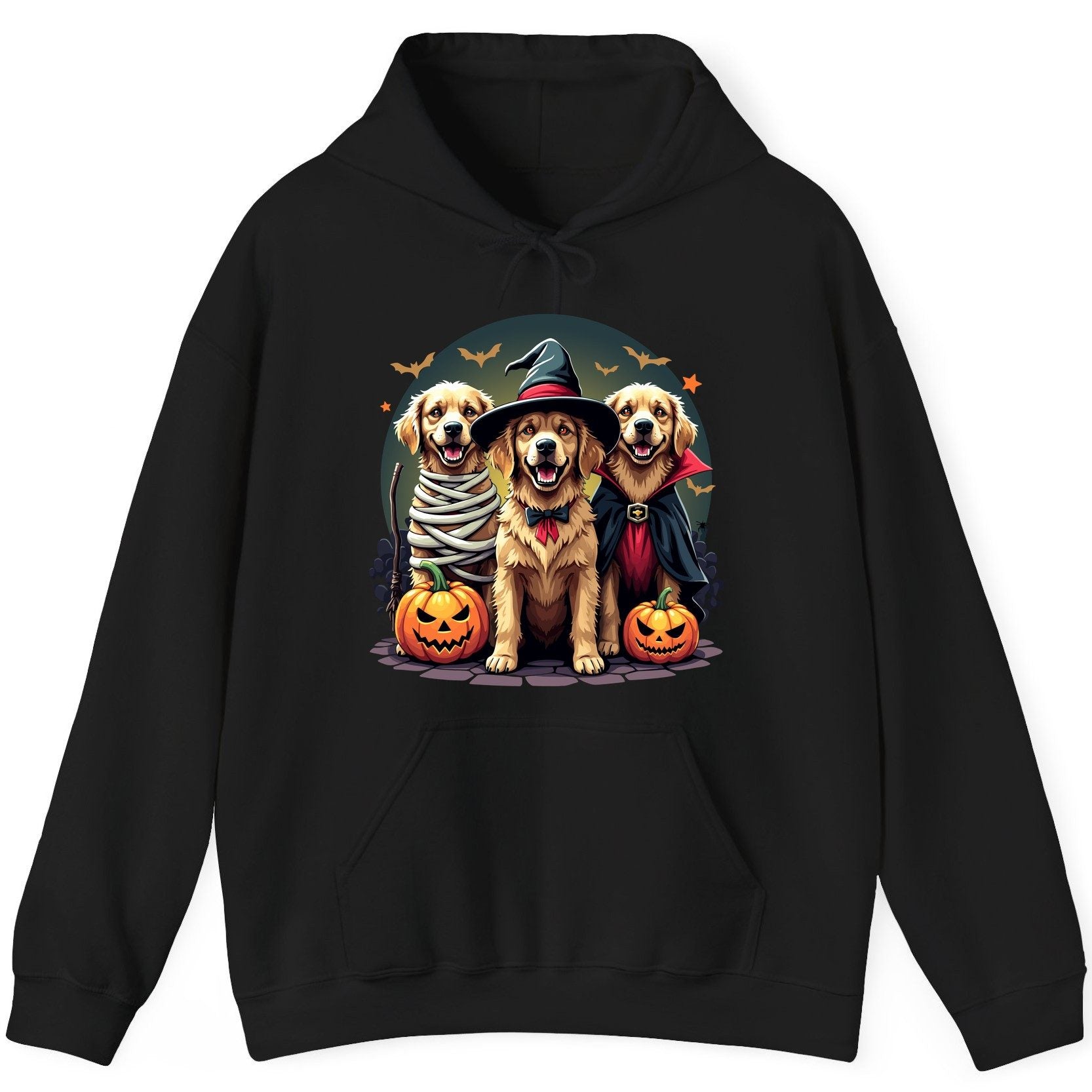 Golden Retriever Halloween Trio golden retriever Hoodie Black product mockup