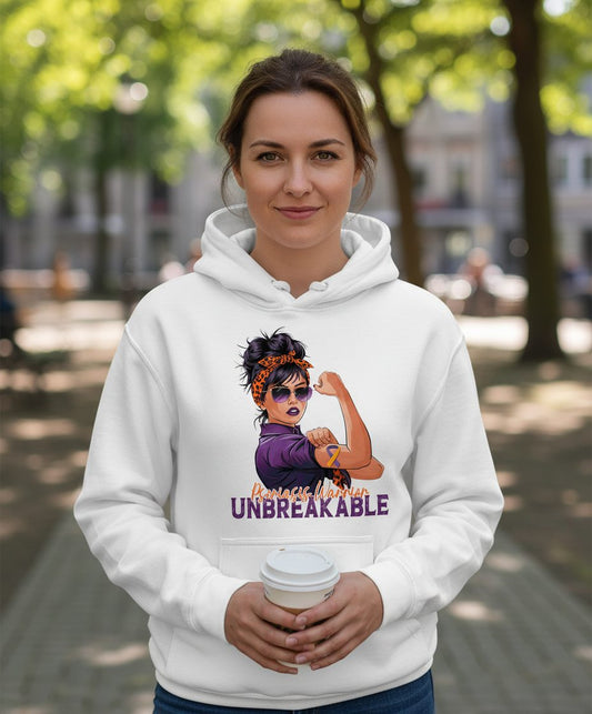 Psoriasis Warrior Unbreakable psoriasis awareness Hoodie White lifestyle mockup