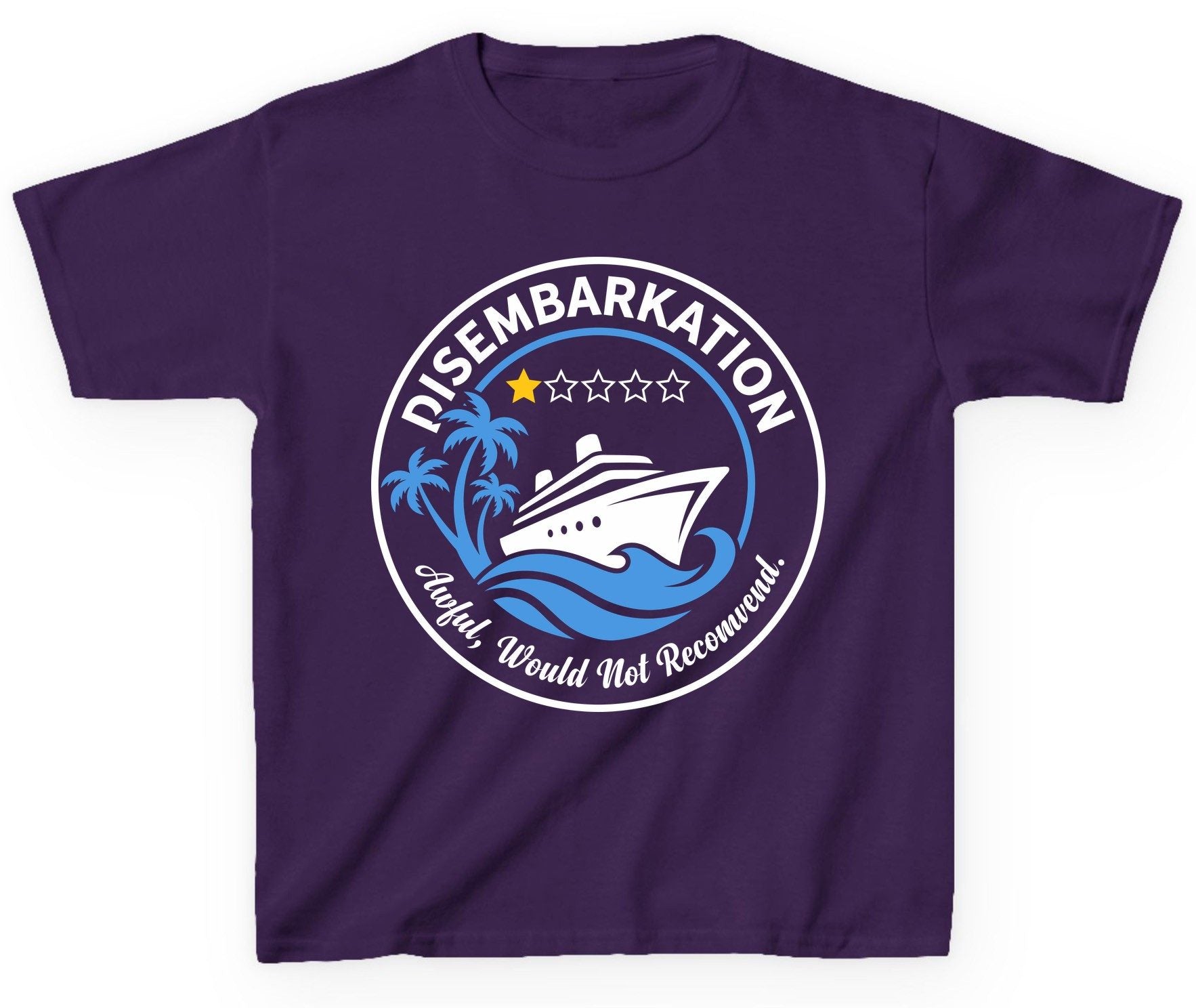 Disembarkation Awful, Would Not Recommend cruising Youth T-Shirt Purple product mockup