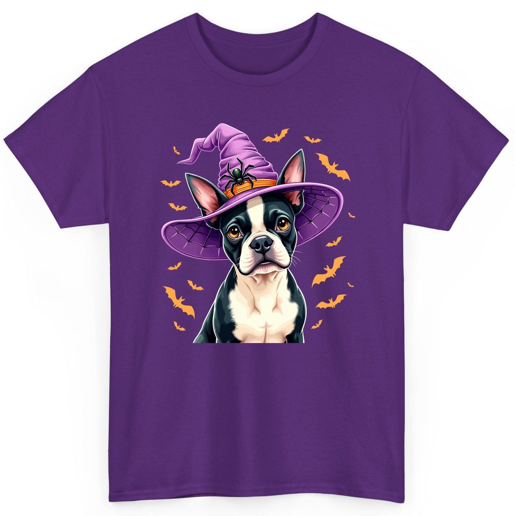 Halloween Boston Terrier Witch boston terrier T-Shirt Purple product mockup