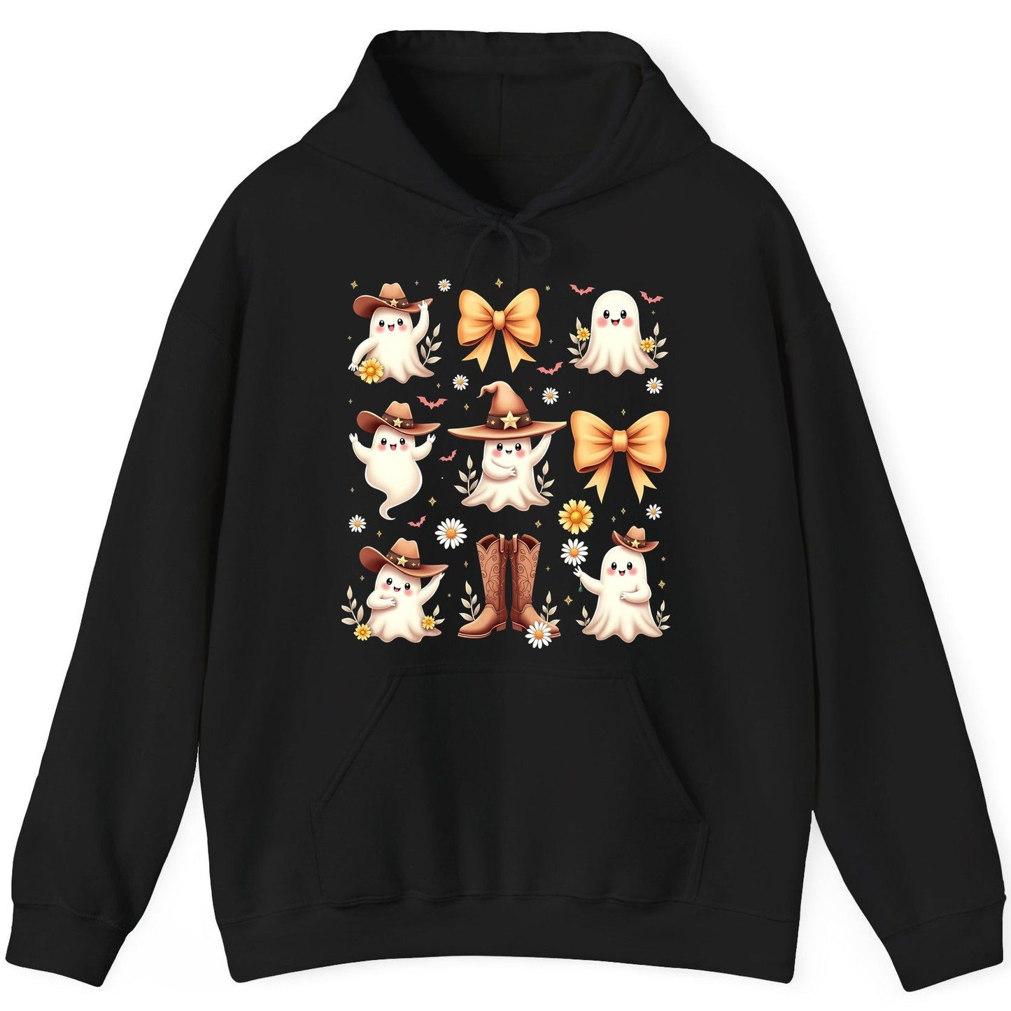 Boo Haw Cute Ghost cute ghost Hoodie Black product mockup