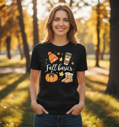 Fall Basics autumn essentials T-Shirt Black lifestyle mockup