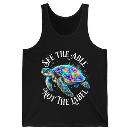 See the Able Not the Label Autism Awareness Tank Top - product mockup - Black