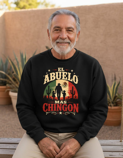 El Abuelo Mas Chingon mexican grandfather Sweatshirt Black lifestyle mockup