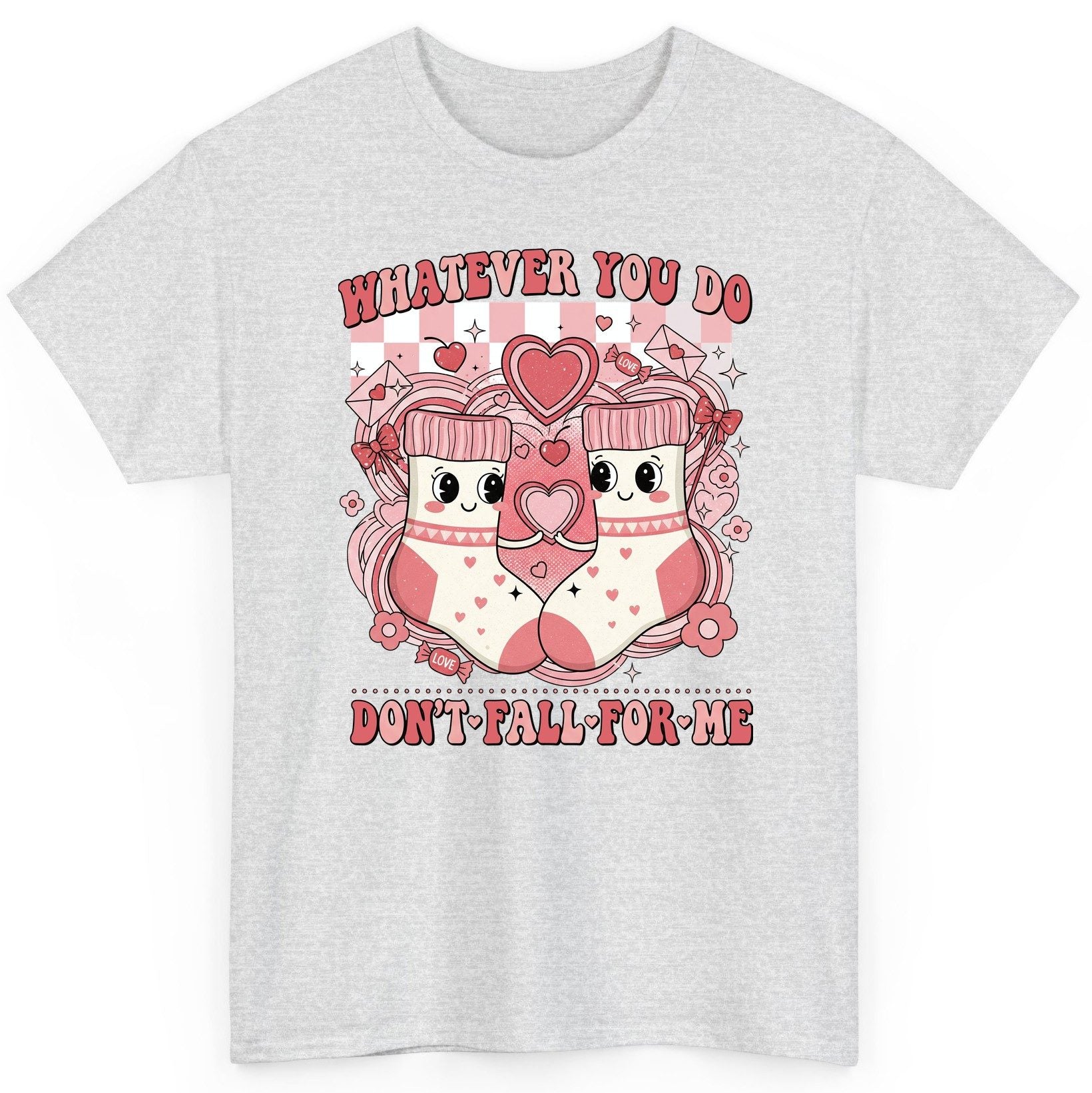 Whatever You Do Don't Fall for Me anti-Valentine's Day T-Shirt Ash product mockup