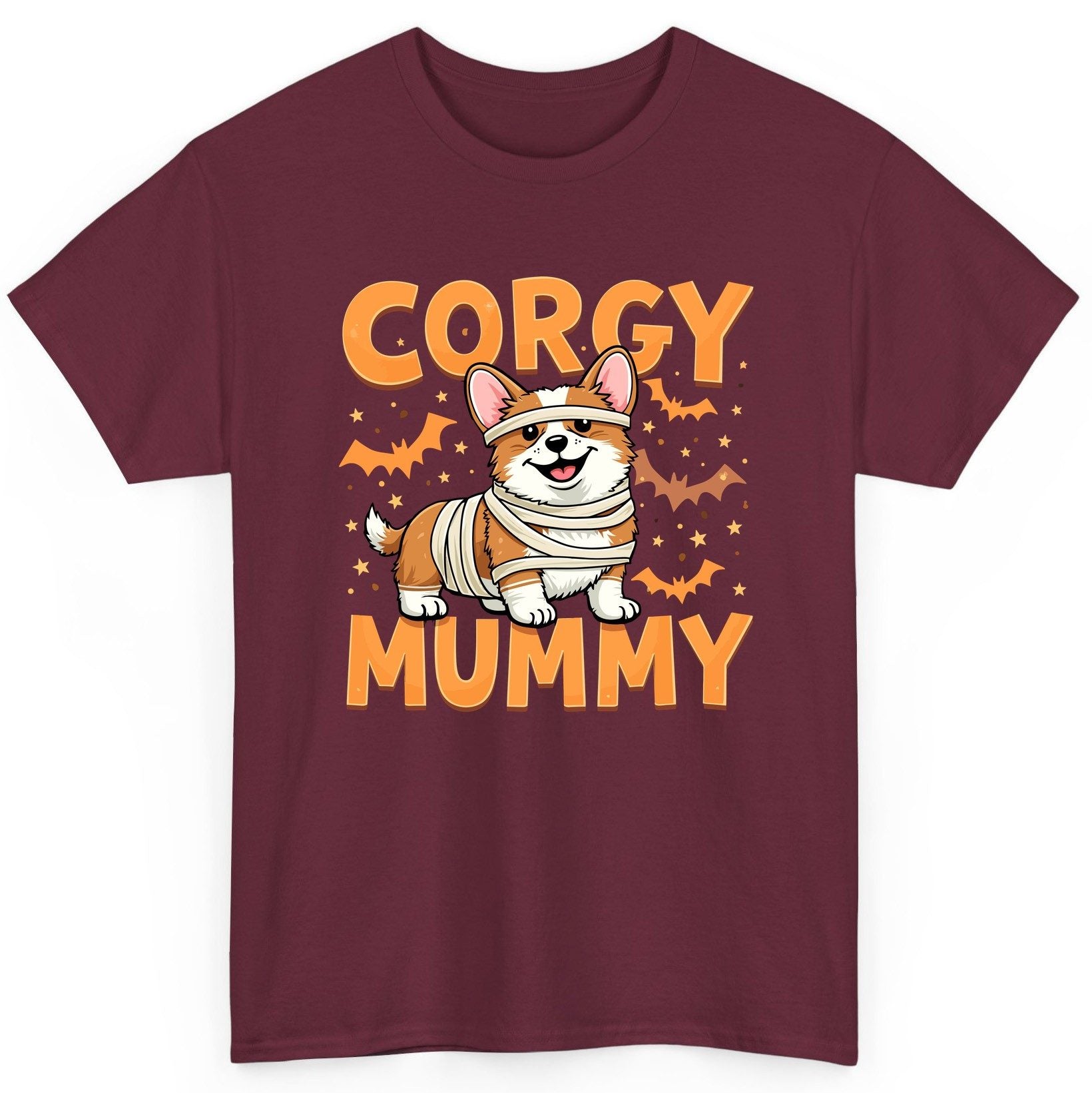 Corgy Mummy corgi T-Shirt Maroon product mockup