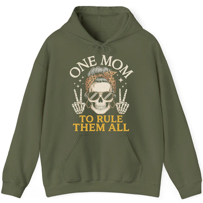 ONE MOM TO RULE THEM ALL Funny Sassy Skull Hoodie - product mockup - Military Green