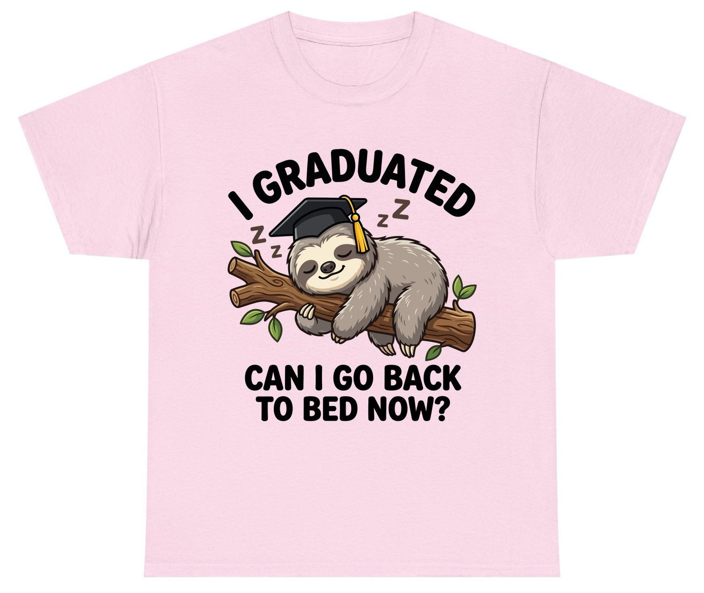 I Graduated Funny Sloth Youth T-Shirt - product mockup - Light Pink