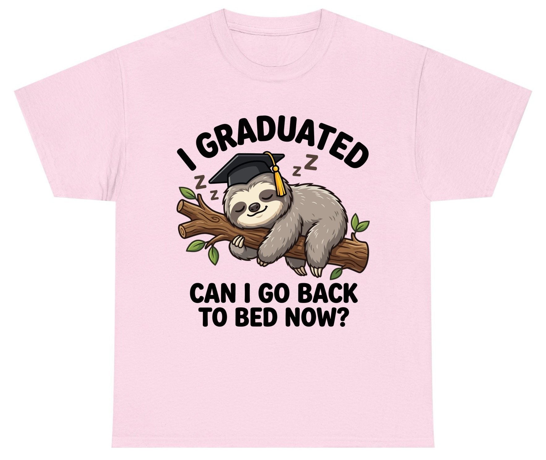 I Graduated Funny Sloth Youth T-Shirt - product mockup - Light Pink