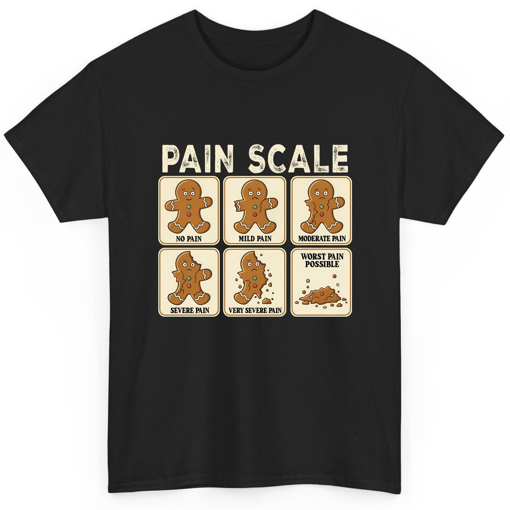 Pain Scale gingerbread man pain scale T-Shirt Black product mockup