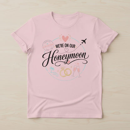 Our Greatest Journey Honeymoon Newlyweds T-Shirt - product mockup - Light Pink
