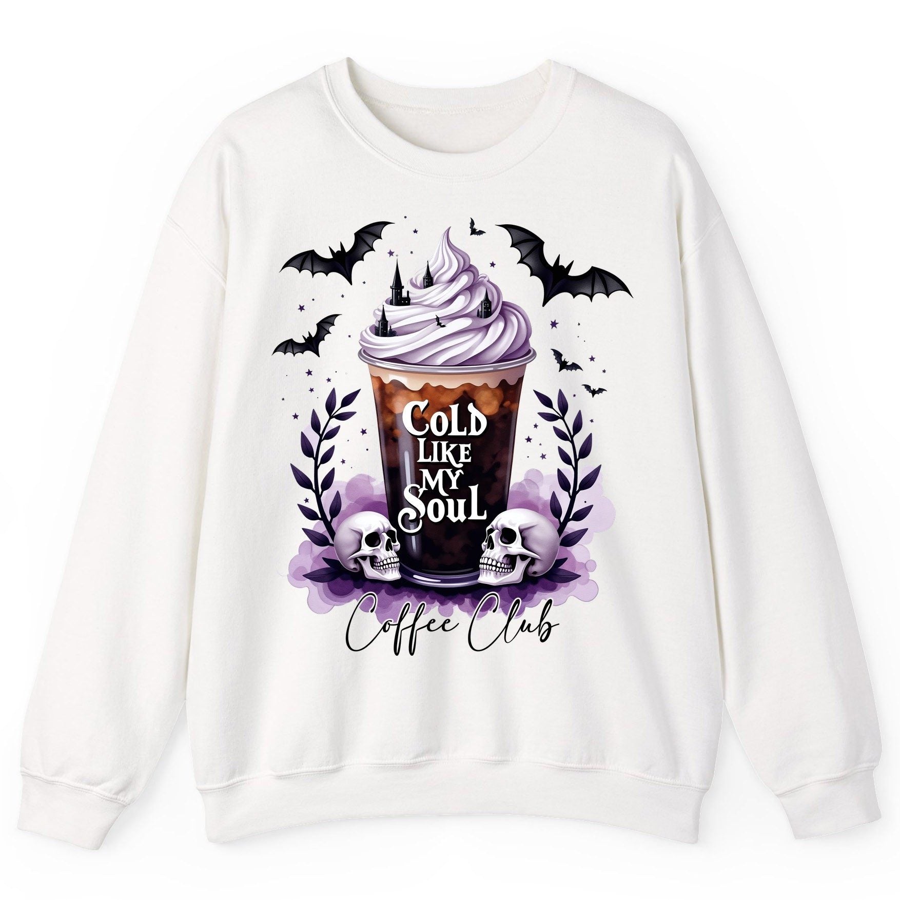 Cold Like My Soul gothic iced coffee Sweatshirt White product mockup