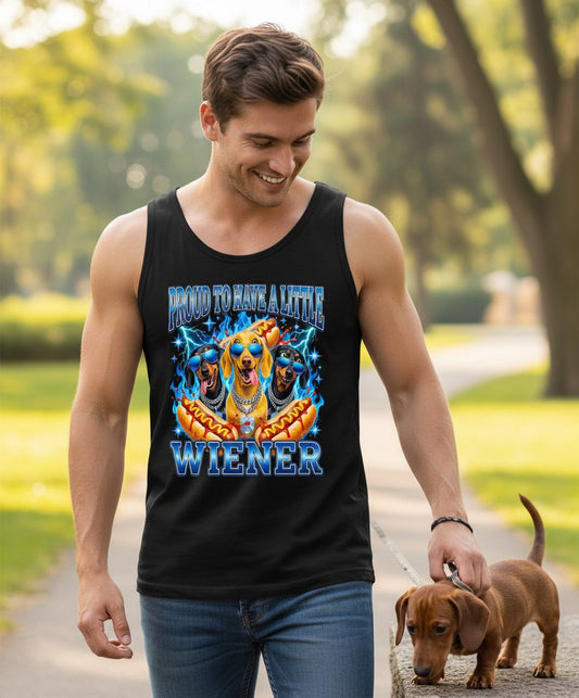 Proud to Have a Little Wiener dachshund dogs Tank Top Black lifestyle mockup