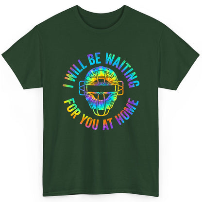 I Will Be Waiting for You at Home baseball catcher T-Shirt Forest Green product mockup