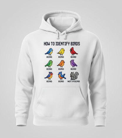 HOW TO Identify BIRDS Funny Birdwatching Hoodie - product mockup - White