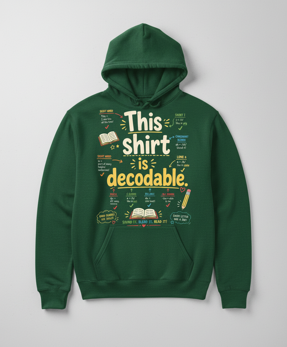 This Shirt Is Decodable Phonics Teacher Hoodie - Forest Green