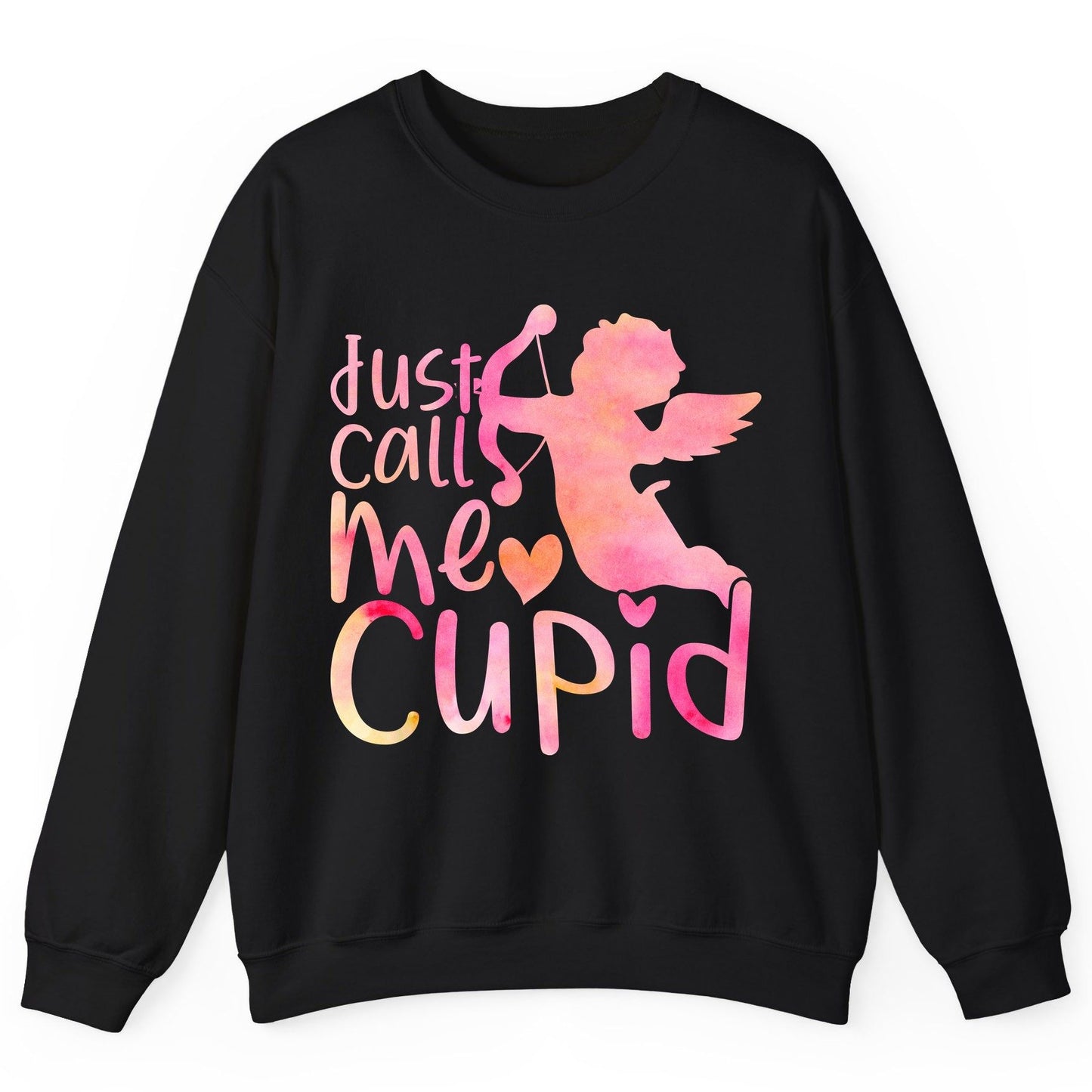 Just Call Me Cupid cupid Sweatshirt Black product mockup